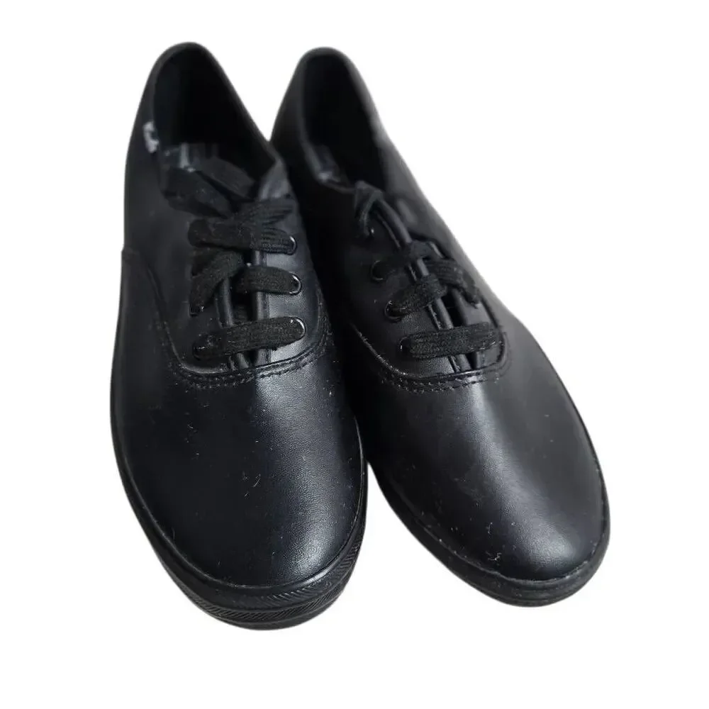 Keds Champion Originals Leather Lace Up Sneakers Black KY41015E, size 4
